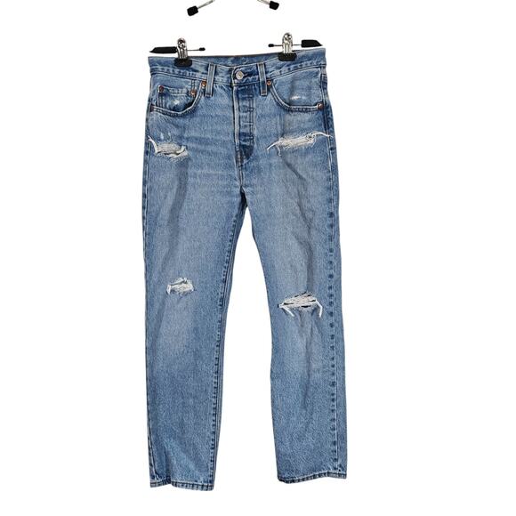 ⚡️SALE! Levi's 501 Button Fly Distressed Straight Leg Jeans - Picture 4 of 9